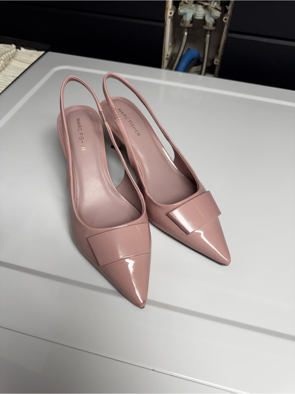 Marc Fisher Blush Pink Patent Pointed Slingback Flats